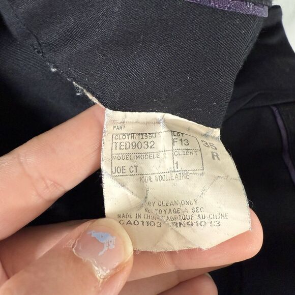 Ted Baker 100% Wool Pants Men's 35 R Black Striped Joe CT Flat Front Pockets - Picture 12 of 13